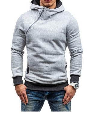 Brand Hoodie Oblique Zipper Solid Color Hoodies Men Fashion Tracksuit Male Sweatshirt Hoody Mens - ProTrendyz