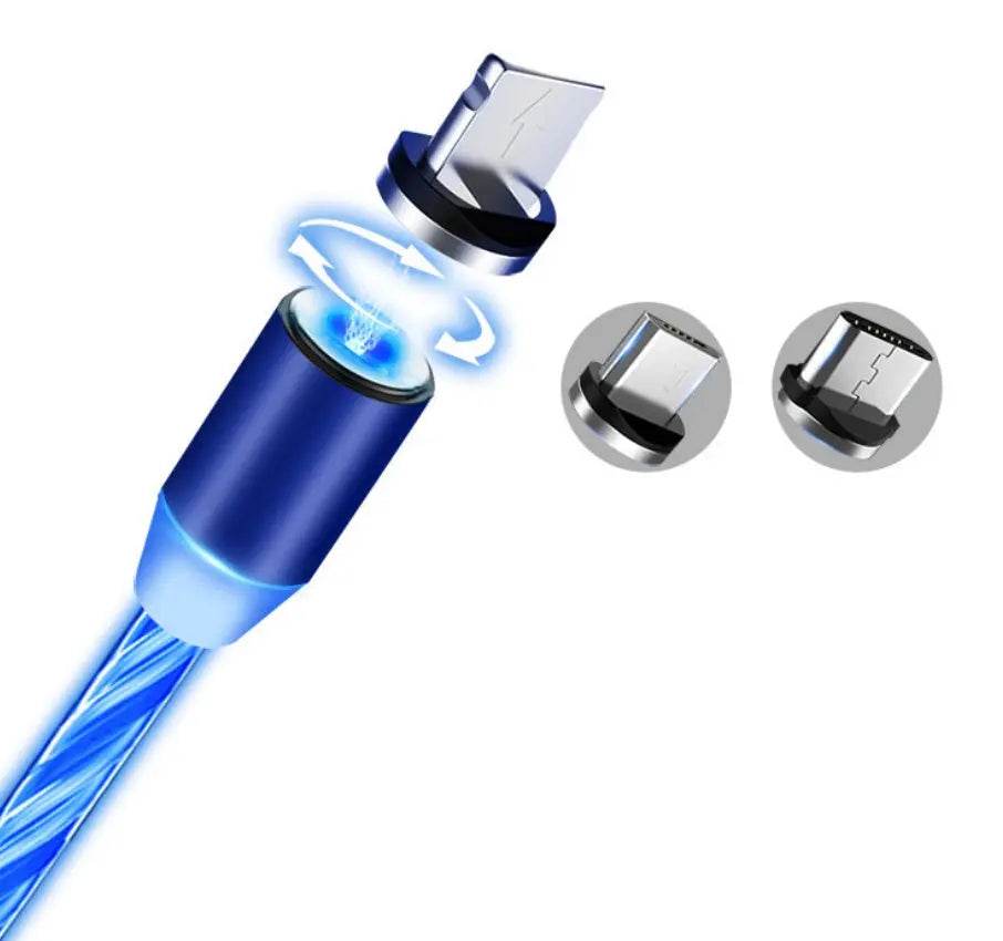 3 in 1 Upgraded Charging Cable Compatible with Apple, Flowing Ligh Magnetic Streamer Data Line Cable for Iphone Android Typec US - ProTrendyz