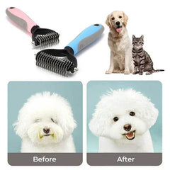 Grooming Brush For Pet Dog Cat Deshedding Tool Rake Comb Fur Remover Reduce 2-Side Dematting Tool For Dogs Cats Pets Grooming Brush Double Sided Shedding And Dematting Undercoat Rake Hair Removal Comb - ProTrendyz