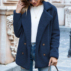 Loose Lapel Fluffy Coat Winter Button Jacket Cardigan Outwear For Women Clothing - ProTrendyz