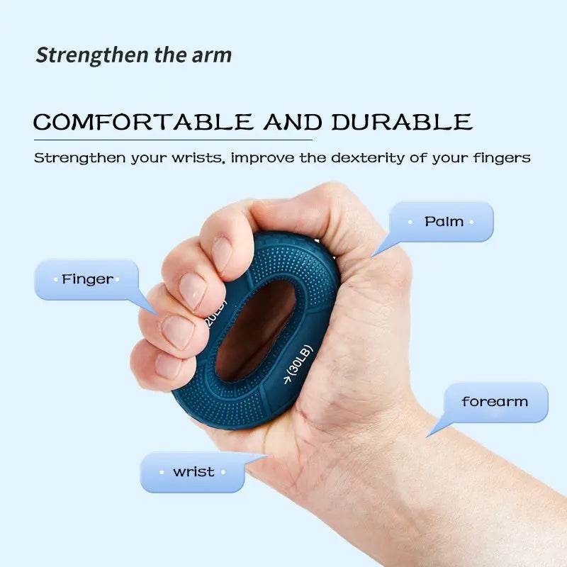 Hand Grip Strengthener, Grip Strength Trainer And Finger Exerciser Silicone Adjustable Hand Grip 20-80LB Gripping Ring Finger Forearm Trainer Carpal Expander Muscle Workout Exercise - ProTrendyz