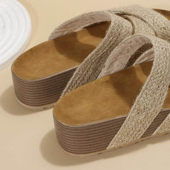 Woven Cross-strap Slippers Summer Platform Sandals Women Flat Beach Shoes - ProTrendyz