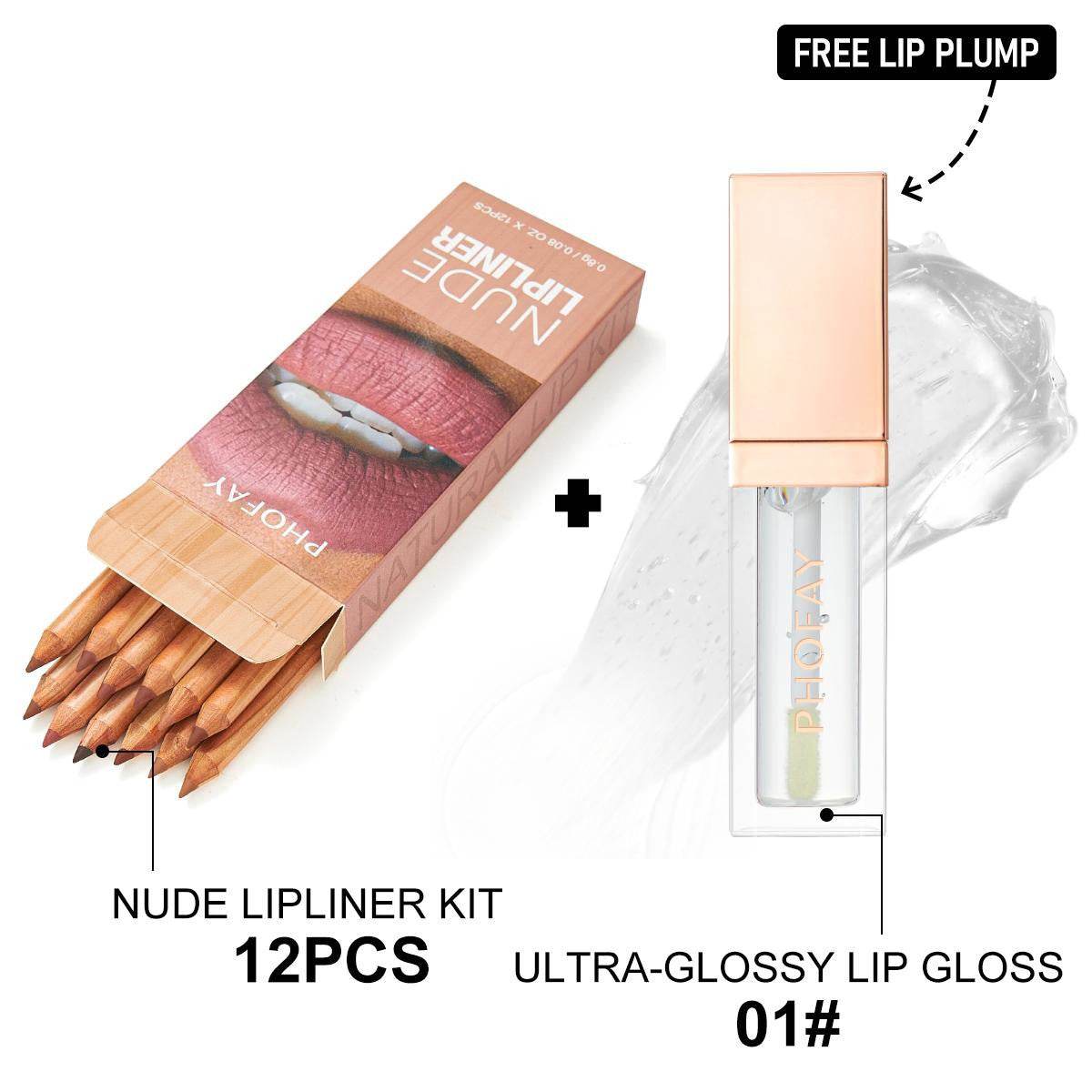 PHOFAY Ultra-Glossy Lip Gloss Nude Lipliner Kit - ProTrendyz