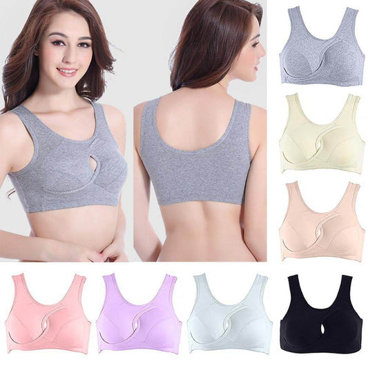 Plus Size Women Bra Ladies Cotton Quake-Proof Underwear Sleep Tops No Buckles Non Wire Lingerie With Removable Padded - ProTrendyz