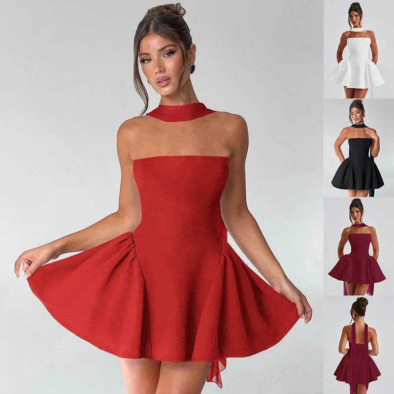 Sexy Tube Top Dress With Back Zipper Design Ins Fashion Short Dress For Party Clothing Women - ProTrendyz