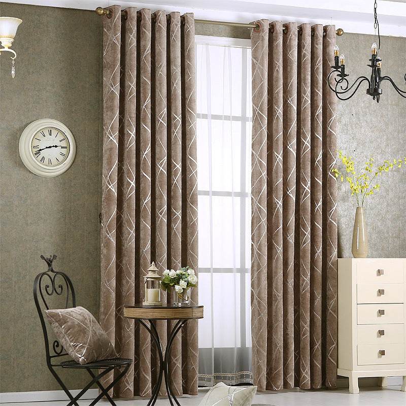 Solid Color Simple Modern Light Luxury Living Room Chenille Blackout Curtains - ProTrendyz