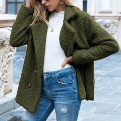 Loose Lapel Fluffy Coat Winter Button Jacket Cardigan Outwear For Women Clothing - ProTrendyz