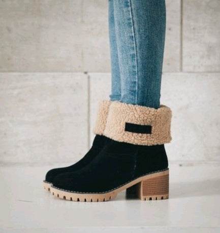 Mid-Tube Thick Heel Suede Snow Boots - ProTrendyz