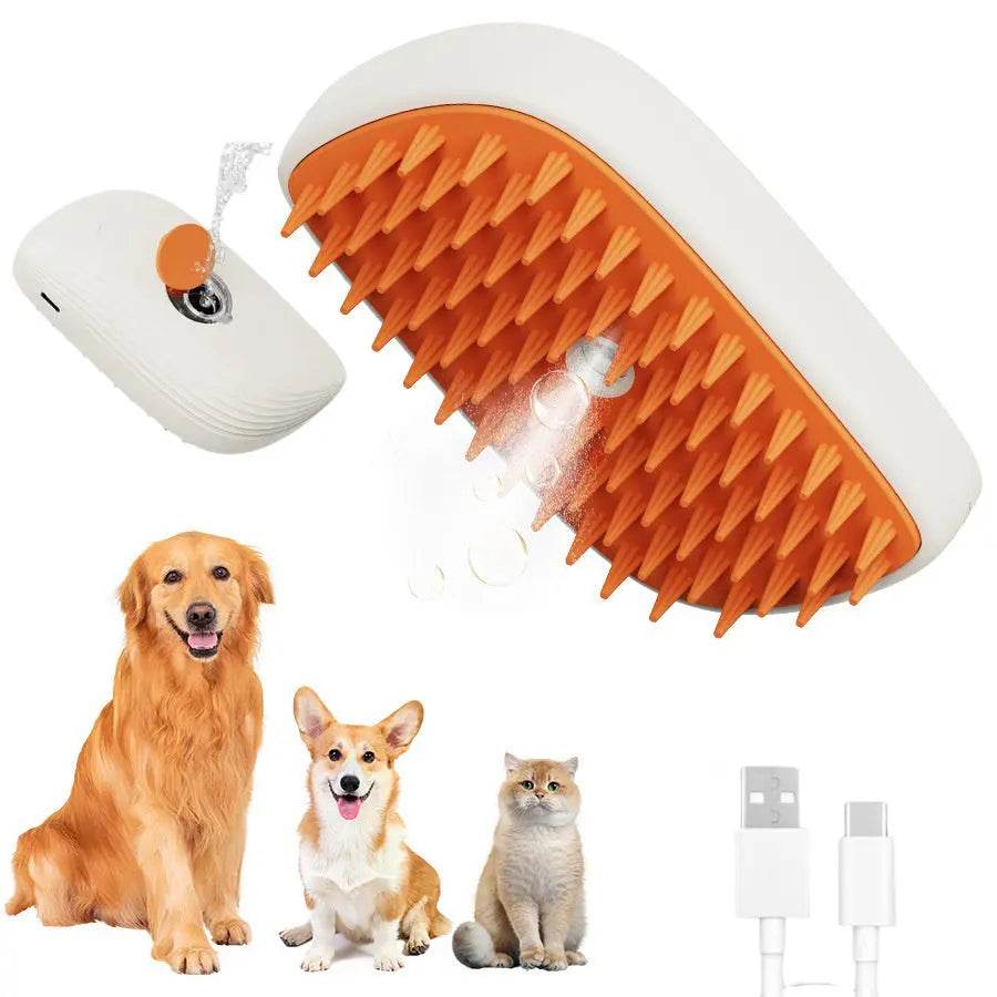 USB Rechargeable Pets Steam Brush Spray Massage Comb Pet Grooming Tools Cat Steam Comb Pet Products - ProTrendyz