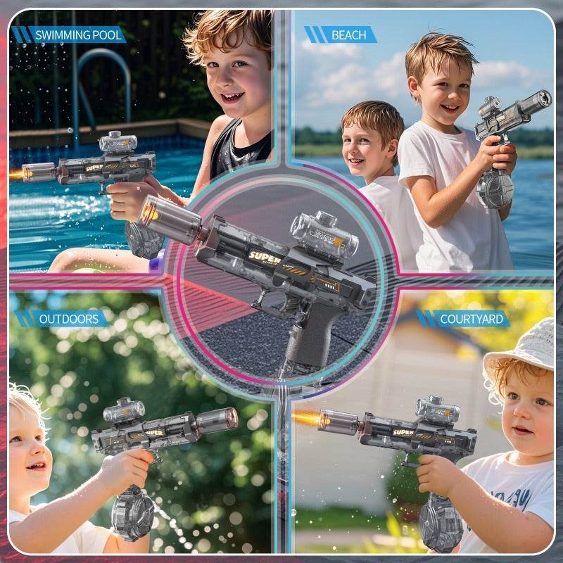 LED Lights Electric Water Guns Children Simulated Shooting Recoil Powerful Automatic Water Spray Gun Kids Summer Outdoor Toys - ProTrendyz