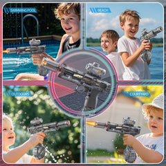LED Lights Electric Water Guns Children Simulated Shooting Recoil Powerful Automatic Water Spray Gun Kids Summer Outdoor Toys - ProTrendyz