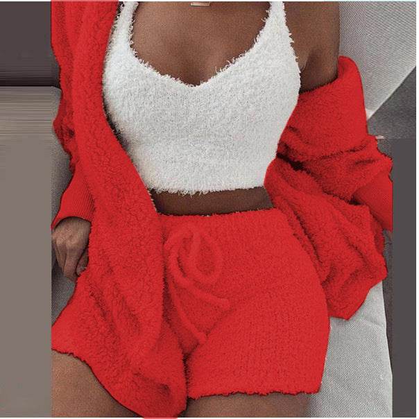 3 Pieces Of Fashionable Ladies Plush Home Clothes - ProTrendyz