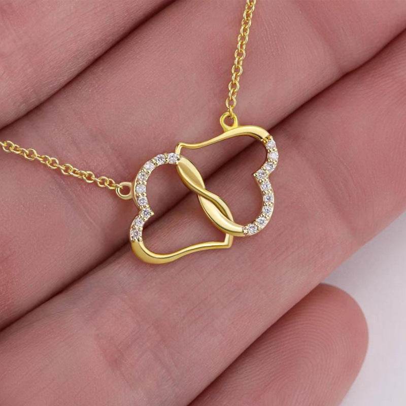 Fashion Double Heart Love Necklace With Rhinestones Inlaid Zircon Mother Valentine's Day Gift - ProTrendyz