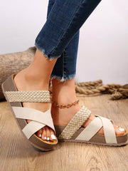 Woven Cross-strap Slippers Summer Platform Sandals Women Flat Beach Shoes - ProTrendyz