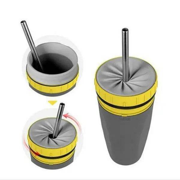 No Cover Twist Cup Travel Portable Cup Double Insulation Tumbler Straw Sippy Water Bottles Portable For Children Adults - ProTrendyz