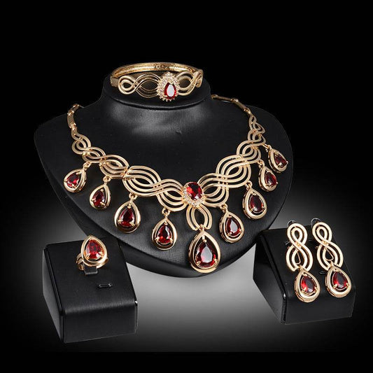 Set Jewelry Fashion Gems Necklace And Earrings Alloy Jewelry - ProTrendyz