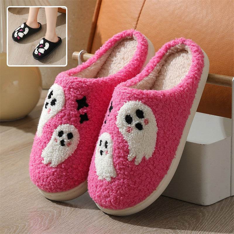 Halloween Cartoon Ghost Cotton Slippers For Women Indoor Non-slip Bedroom Floor Slipper Winter House Shoes - ProTrendyz
