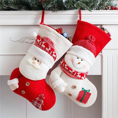 Large Red White Knitted Christmas Stocking Santa Claus Fireplace Decor Socks Xmas Gift Bags Candy Holder Decor For Home - ProTrendyz