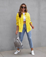 Fashion Ripped Shirt Jacket Female Autumn And Spring Casual Tops Womens Clothing - ProTrendyz