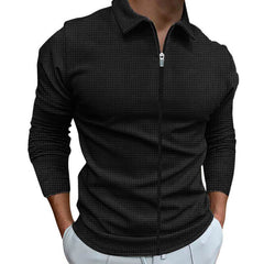 Men's Clothing Waffle Style Zipped Lapel Jacket Outdoor Sports Tops - ProTrendyz
