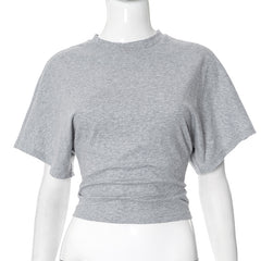 Summer Batwing Sleeve T-shirt Ins Fashion Round Neck Pullover Short-sleeved Tops For Women Clothing