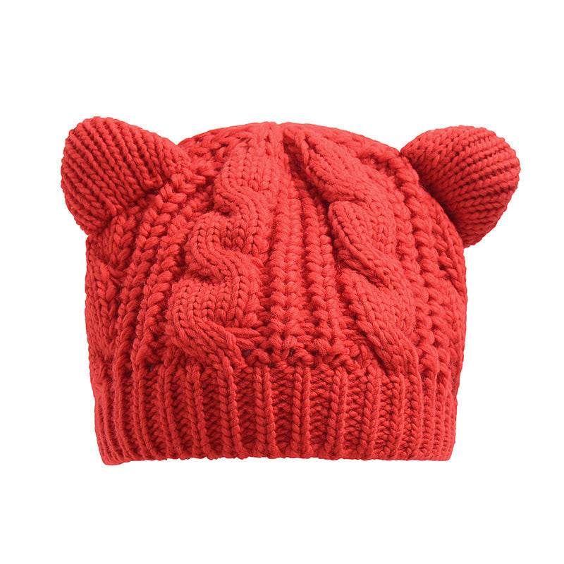 Hand Made 3D Cute Knitted Cat Ear Beanie For Winter - ProTrendyz