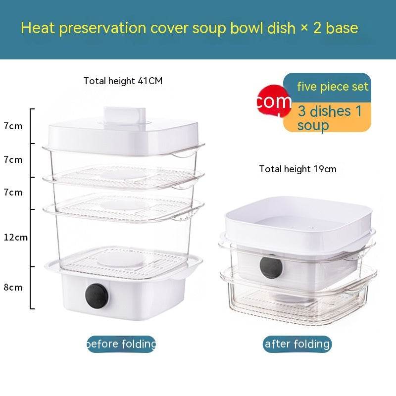 Multi-layer Dish Cover Heat Preservation Kitchen Cover Dining Table Leftover Storage Box Transparent Stack Cooking Hood Steamer - ProTrendyz