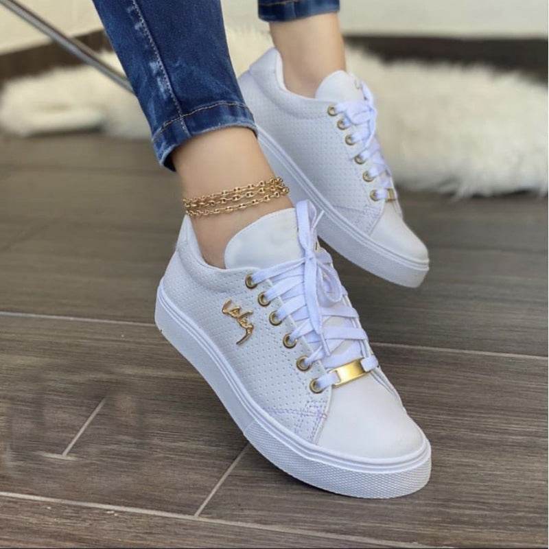 Women Flat Sneakers Breathable Lace-up Shoes For Girls - ProTrendyz