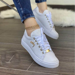 Women Flat Sneakers Breathable Lace-up Shoes For Girls - ProTrendyz