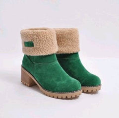 Mid-Tube Thick Heel Suede Snow Boots - ProTrendyz