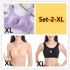 Plus Size Women Bra Ladies Cotton Quake-Proof Underwear Sleep Tops No Buckles Non Wire Lingerie With Removable Padded - ProTrendyz