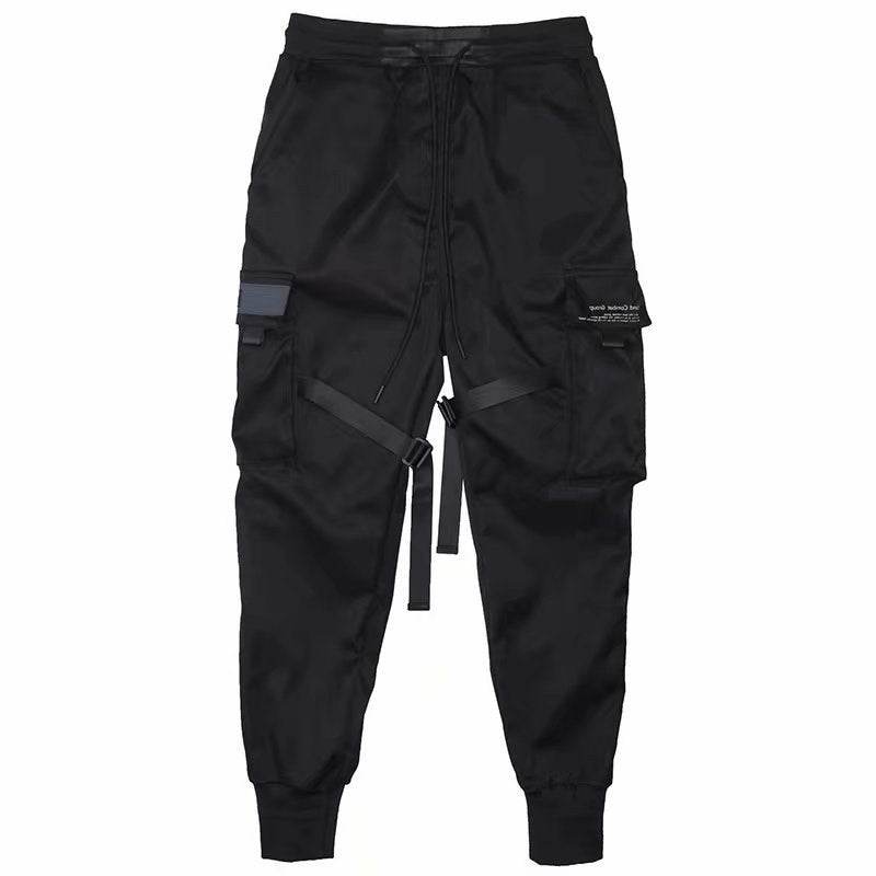 Ribbons Harem Joggers Men Cargo Pants Streetwear Hip Hop Casual Pockets Cotton Track Pants - ProTrendyz