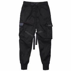 Ribbons Harem Joggers Men Cargo Pants Streetwear Hip Hop Casual Pockets Cotton Track Pants - ProTrendyz