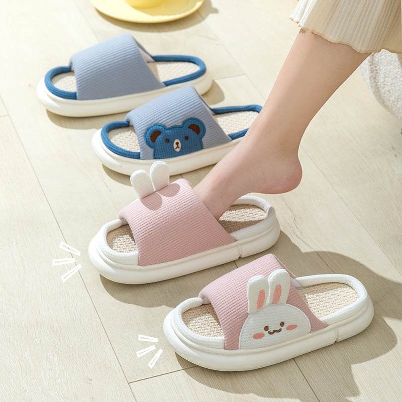 Cute Rabbit Slippers Linen House Shoes For Women - ProTrendyz