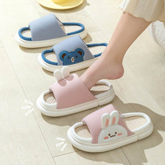 Cute Rabbit Slippers Linen House Shoes For Women - ProTrendyz