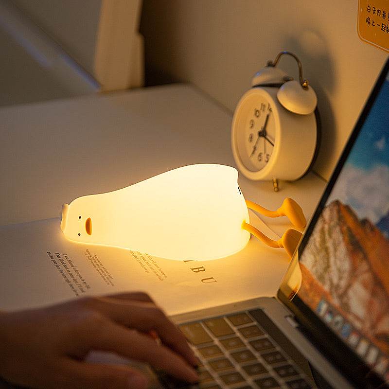 Lie Flat Duck Silicone Night Light Children's Bedside Table Lamp LED Smart With Sleep Night Light Pat Dimming Atmosphere Table Lamp Gift - ProTrendyz