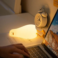 Lie Flat Duck Silicone Night Light Children's Bedside Table Lamp LED Smart With Sleep Night Light Pat Dimming Atmosphere Table Lamp Gift - ProTrendyz