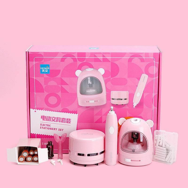 Electric Pencil Sharpener Pencil Sharpener Student Stationery Set - ProTrendyz