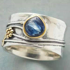 Aquamarine Ring Water Drop Two-tone Alloy - ProTrendyz