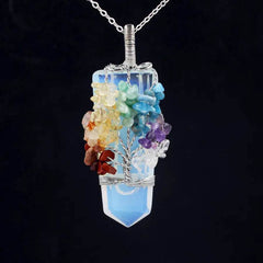 Crystal Column Tree Of Life Winding Pendant Necklace US - ProTrendyz