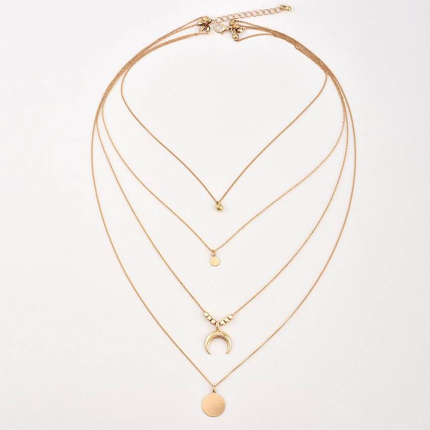 Multi-layer Moon Pendant Necklaces for Women Bohemian Wafer Elegant Necklace - ProTrendyz