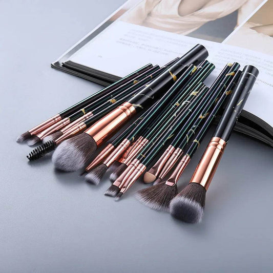 15 Marbled Design Makeup Brushes Set US - ProTrendyz