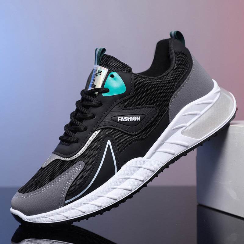 Color-blocked Sneakers Fashion Breathable Lace Up Mesh Sports Shoes For Men Casual Outdoor Running Walking Shoes - ProTrendyz