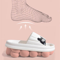 Bear Slippers For Women Summer Indoor Solid Color Striped Thick-Soled Anti-Slip Home Slippers Couples Floor Bathroom House Shoes - ProTrendyz