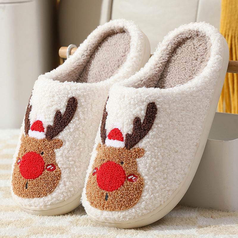 Christmas Shoes Winter Home Slippers Elk Soft Cozy Bedroom Slipper Slip On House Shoes - ProTrendyz