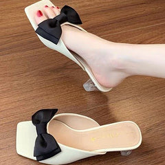 Butterfly Bow One-piece Slippers For Women's Summer Fashion High Heels And Cool Slippers