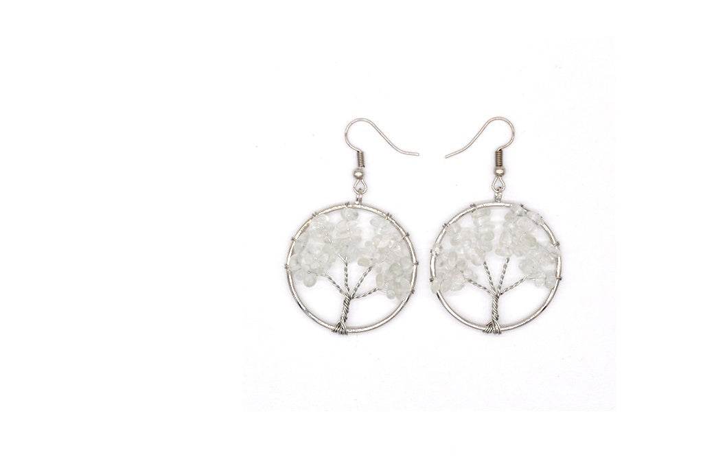 Natural Crystal Crushed Stone Tree Wishing Tree Earrings Crystal Tree Earrings Jewelry - ProTrendyz