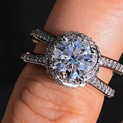 925 Sterling Silver Luxury Bold Big Wedding Rings Set For Bridal Women Engagement - ProTrendyz