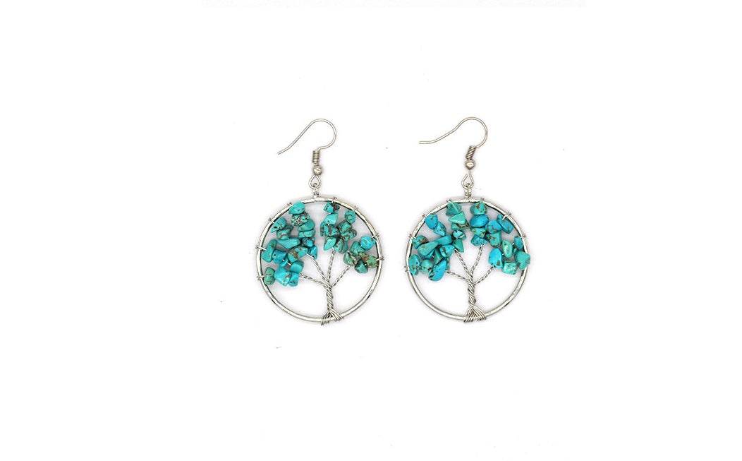 Natural Crystal Crushed Stone Tree Wishing Tree Earrings Crystal Tree Earrings Jewelry - ProTrendyz