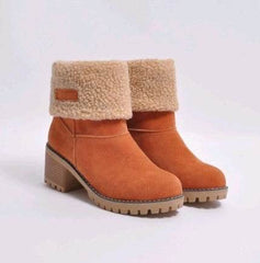 Mid-Tube Thick Heel Suede Snow Boots - ProTrendyz